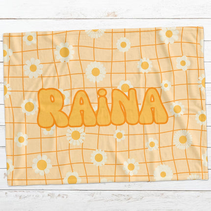 Retro Flower Personalized Blanket, Plush Minky or Sherpa