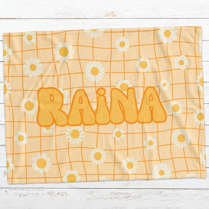 Retro Flower Personalized Blanket, Plush Minky or Sherpa