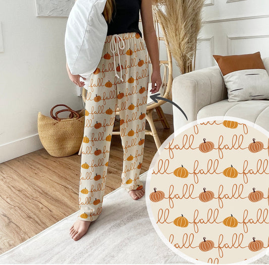 Boho Autumn, Fall Pumpkin  Pajama pants winter Pajama Pants