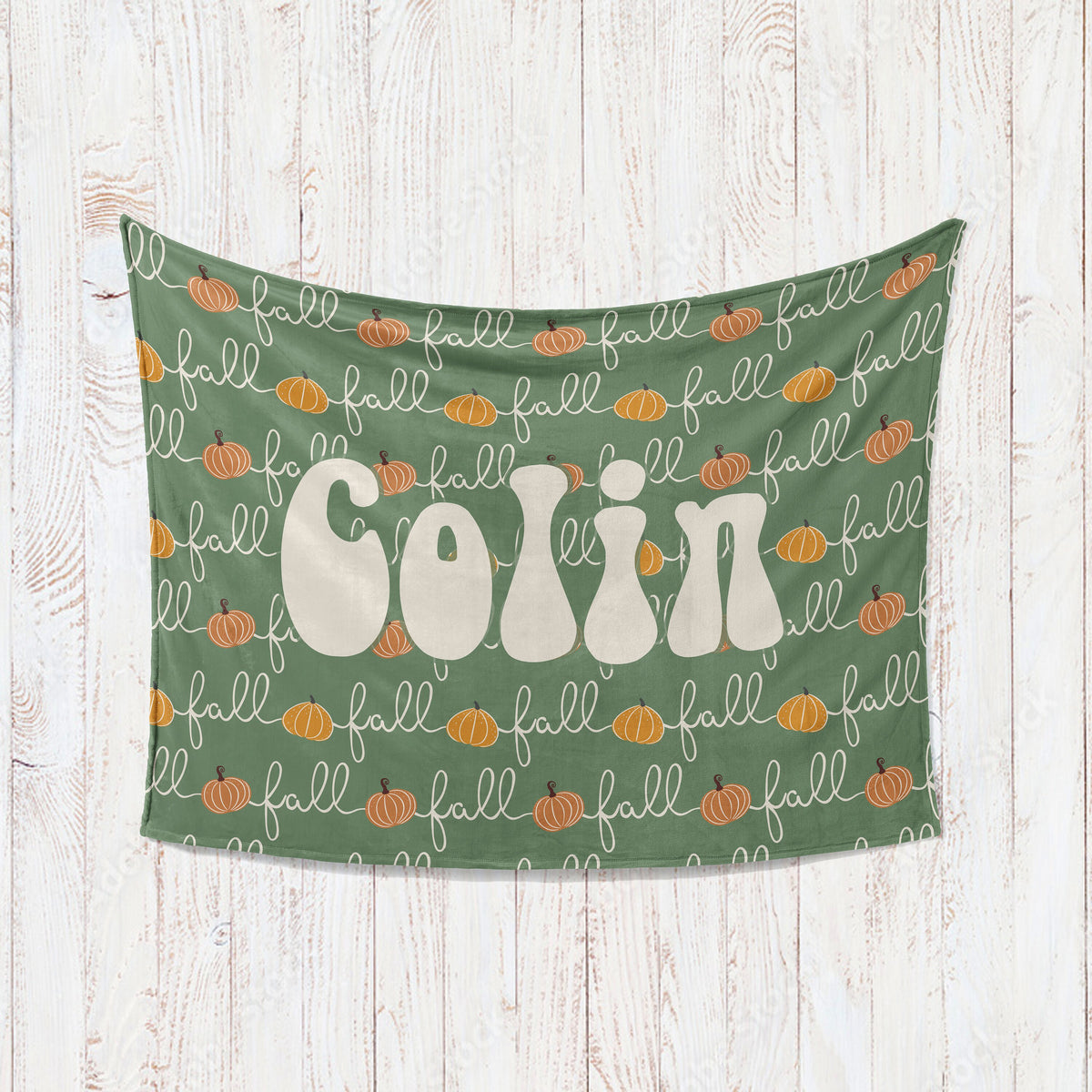 Retro Pumpkin Personalized Blanket: Groovy Autumn Minky or Sherpa