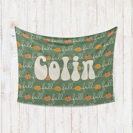 Retro Pumpkin Personalized Blanket: Groovy Autumn Minky or Sherpa