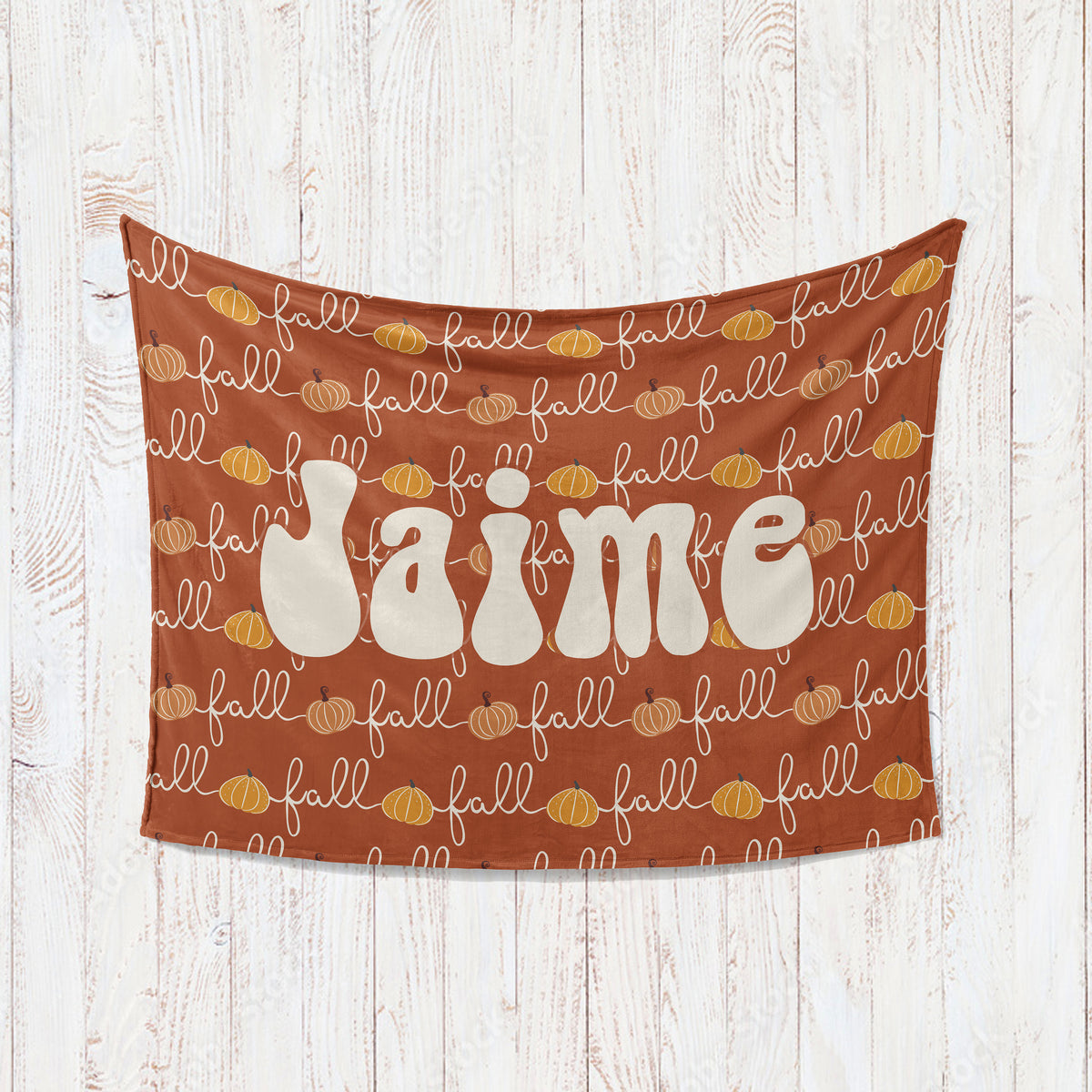 Retro Pumpkin Personalized Blanket: Groovy Autumn Minky or Sherpa