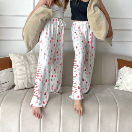 Personalized Christmas Tree Design Pajama Pants, Custom Name Family Pajamas