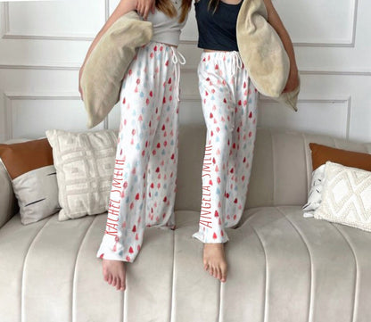 Personalized Christmas Theam Pajama Pants: Custom Name Holiday Loungewear
