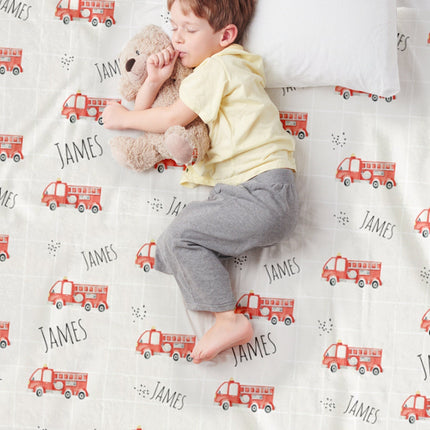 Personalized Fire Truck Blanket: Minky or Sherpa Baby Blanket