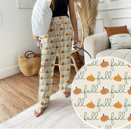 Custom Pet Photo Pajama Pants: Boho Fall Pumpkin Design