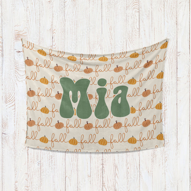Retro Pumpkin Personalized Blanket: Groovy Autumn Minky or Sherpa