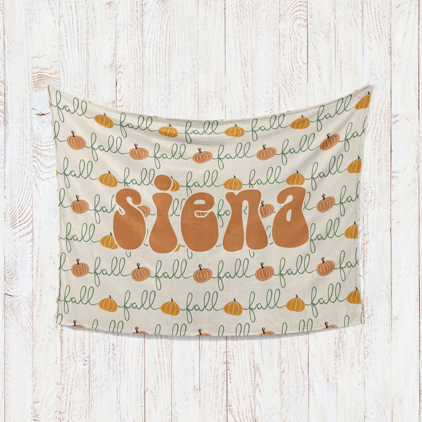 Retro Groovy Autumn personalize blanket, Pumpkin blanket Minky or Sherpa custom blanket, Baby blanket, birthday gift idea
