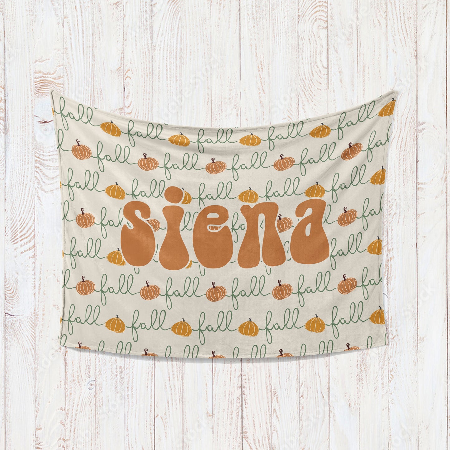 Retro Groovy Autumn personalize blanket, Pumpkin blanket Minky or Sherpa custom blanket, Baby blanket, birthday gift idea