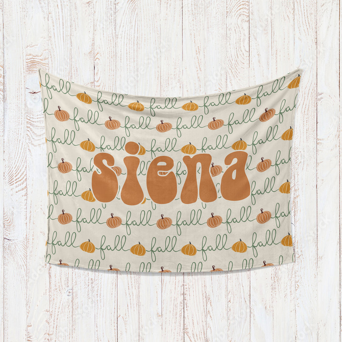 Retro Pumpkin Personalized Blanket: Groovy Autumn Minky or Sherpa
