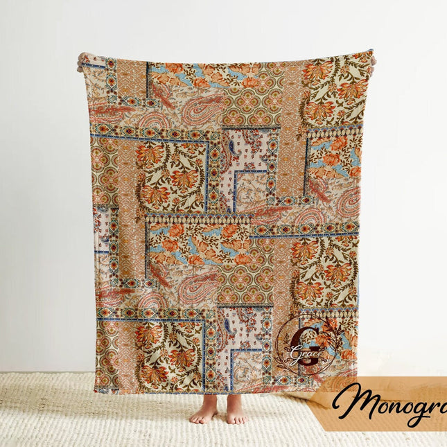Personalized Floral Blanket: Vintage Rustic Watercolor Minky or Sherpa
