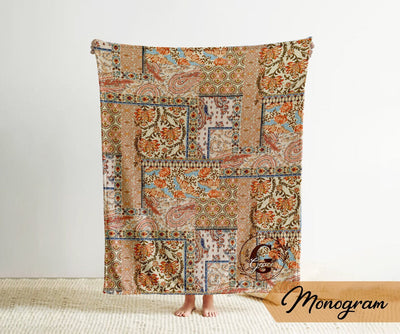 Personalized Watercolor floral in vintage rustic style blanket with Name, Custom blanket gift, Birthday Anniversary Gift