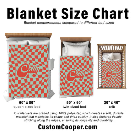 Personalized Checker Blanket: Rustic Red and Green Plush Fleece