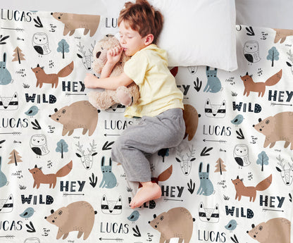 Personalized Kids Animal Blanket: Plush Minky or Sherpa