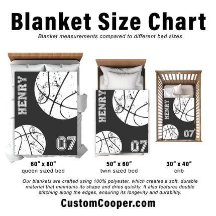 Personalized Sports team blanket with Name, Custom blanket gift, Birthday Christmas gift