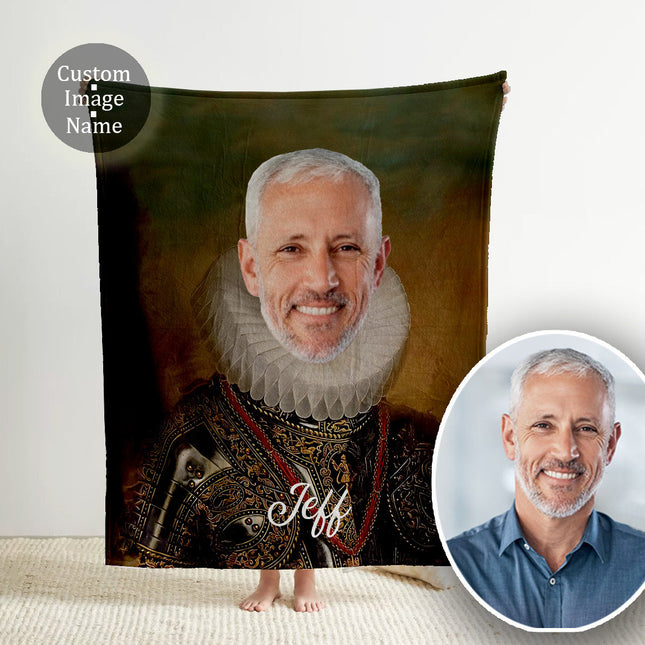 Custom Royal Portrait Blanket: Personalized Renaissance Minky Blanket (50x60)