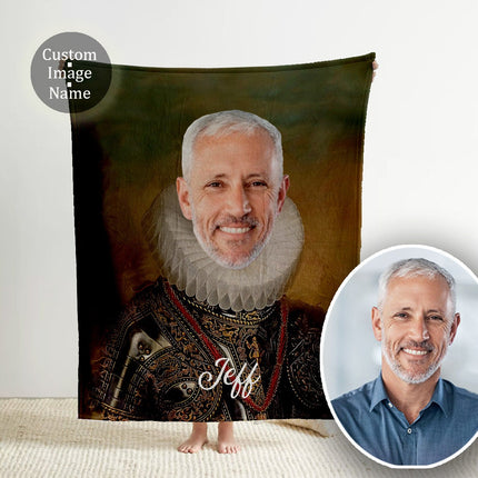 Custom Royal Portrait Blanket: Personalized Renaissance Minky Blanket (50x60)