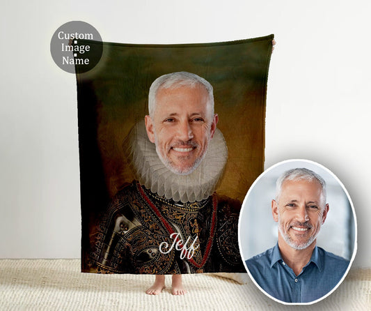 Custom Royal Portrait Blanket: Personalized Renaissance Minky Blanket (50x60)