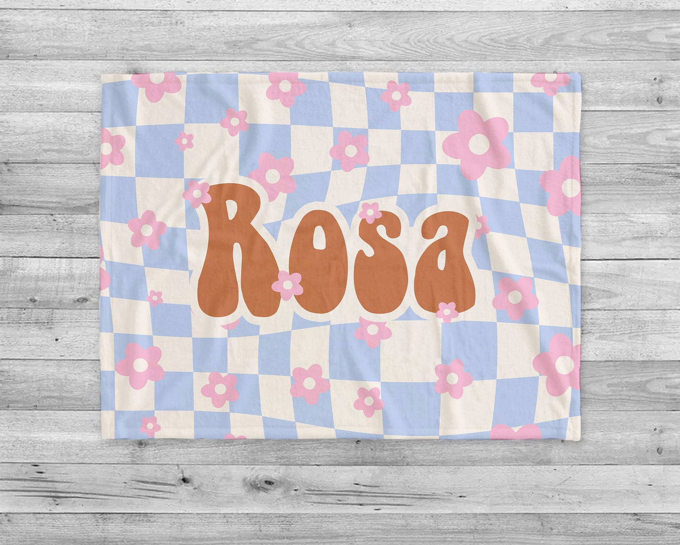 Retro Flower personalize blanket, Minky or Sherpa custom blanket, Baby blanket, birthday gift idea