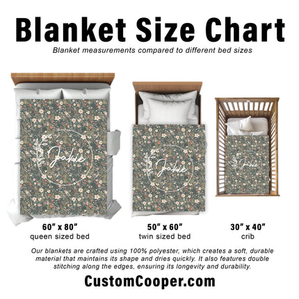 Personalized Floral Minky Blanket: Vintage Rustic Name Blanket
