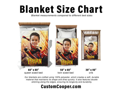 Kids Superhero Blanket, Personalized Kids Blanket, Custom Blanket For Boys, Captain America Blanket