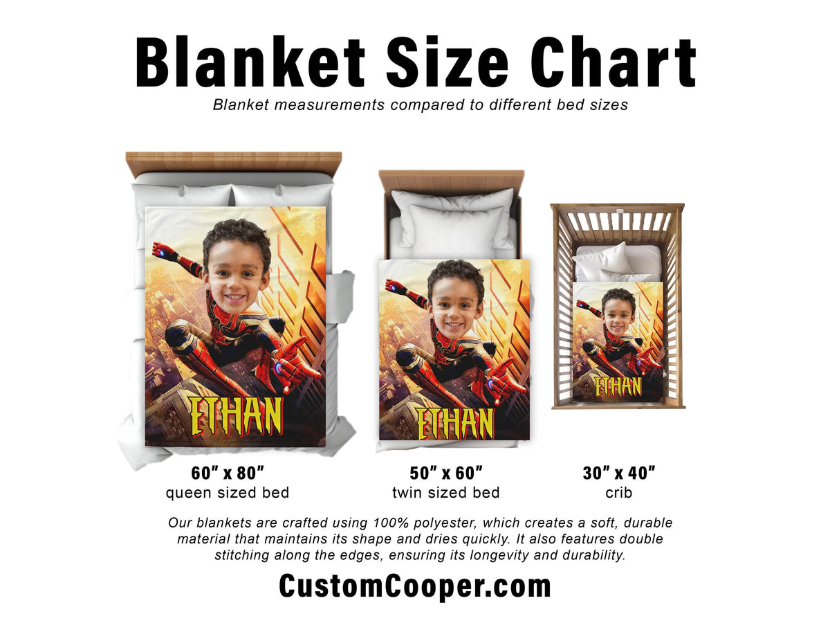 Personalized Kids Superhero Blanket: Custom Face Blanket
