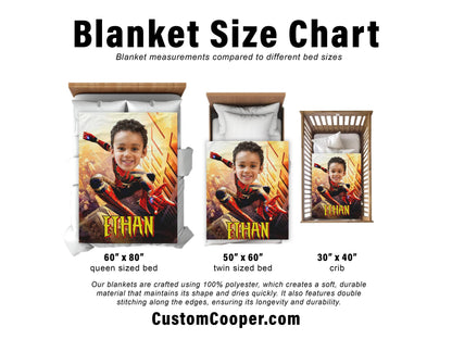 Personalized Kids Superhero Blanket: Custom Face Blanket