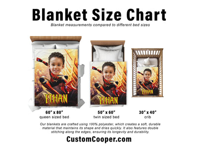 Kids Superhero Blanket, Personalized Kids Blanket, Custom Superhero Blanket - CustomCooper