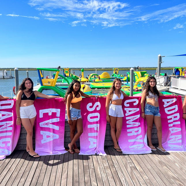 Solid Bold Font Style Personalized Beach Towel Personalized Name Bath Towel Custom Pool Towel Beach Towel With Name Outside Birthday Gift