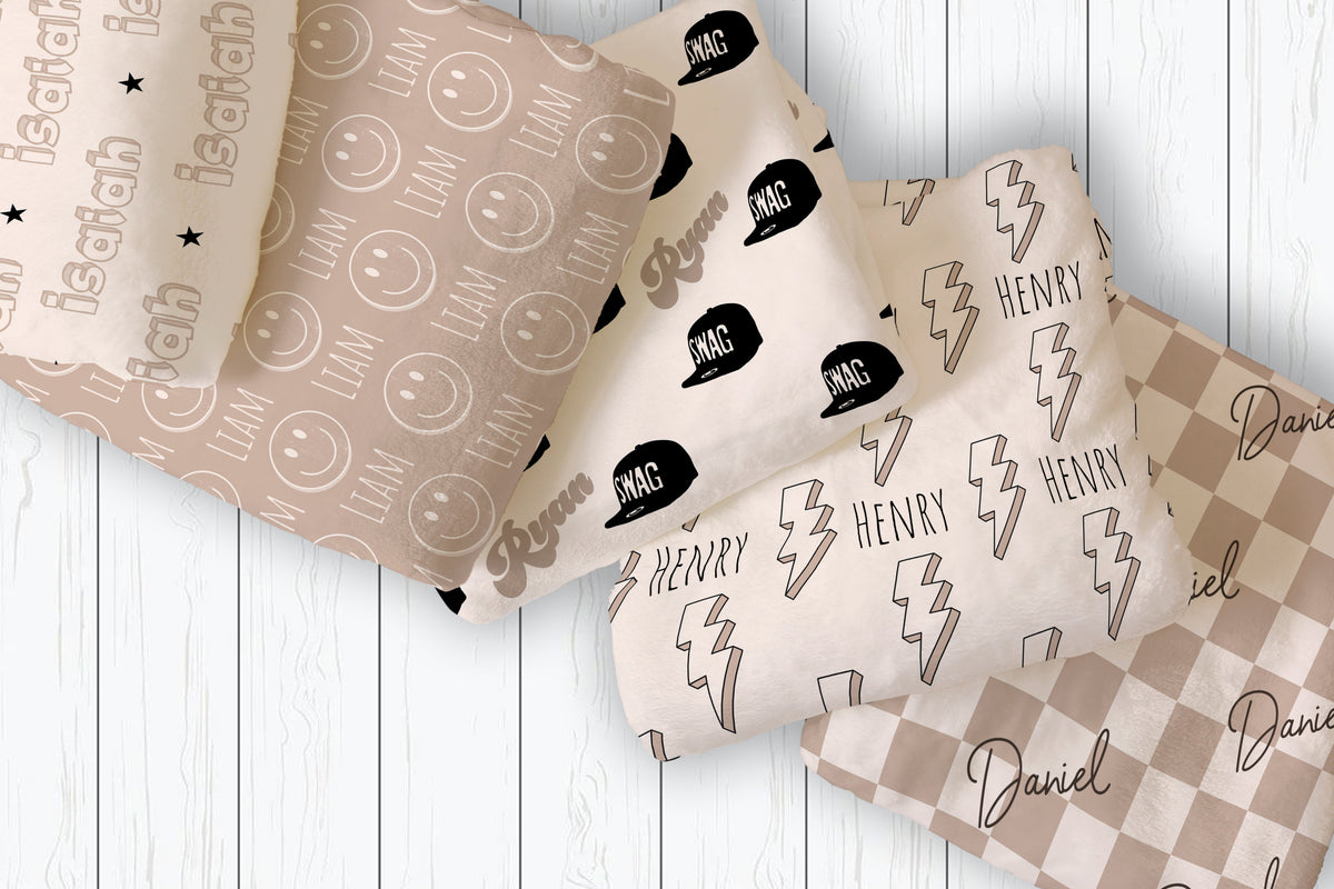 Personalized Construction Toy Blanket: Plush Minky or Sherpa