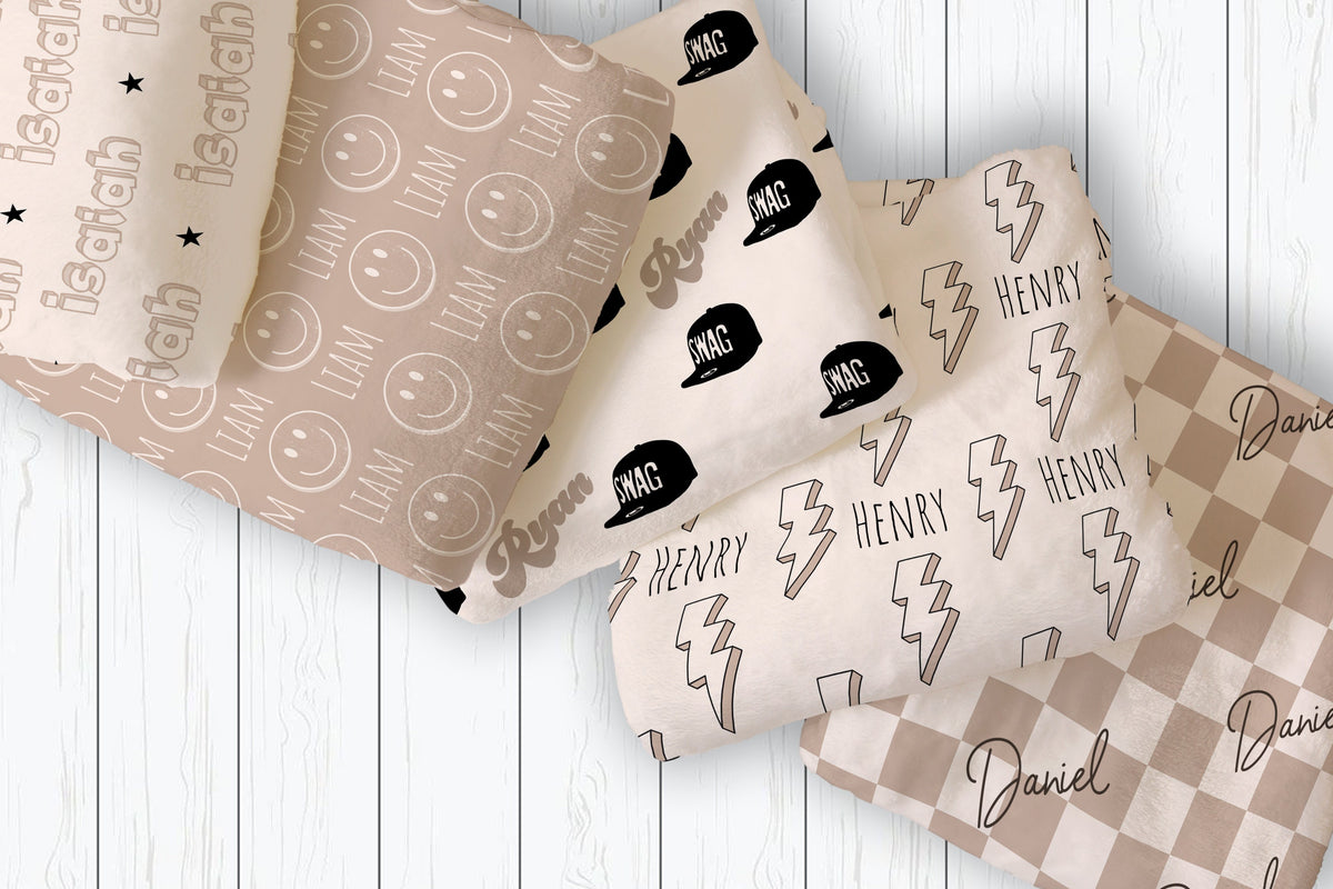 Personalized Construction Toy Blanket: Plush Minky or Sherpa, Kids Birthday Gift