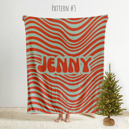 Personalized Checker Blanket: Rustic Red and Green Plush Fleece