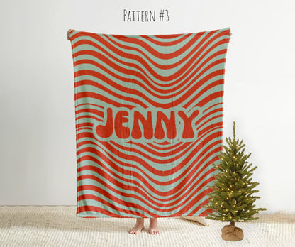 Personalized Checker Blanket: Rustic Red and Green Plush Fleece