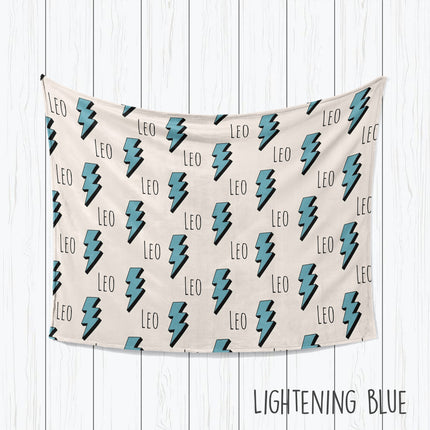 Personalized Kids Desigb Blanket, Lightning Design, Custom Name