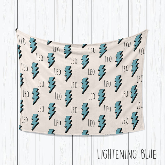 Personalized Kids Desigb Blanket, Lightning Design, Custom Name