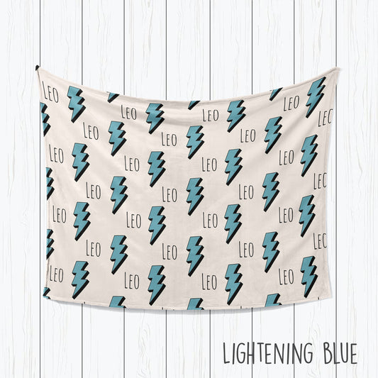 Personalized Kids Desigb Blanket, Lightning Design, Custom Name