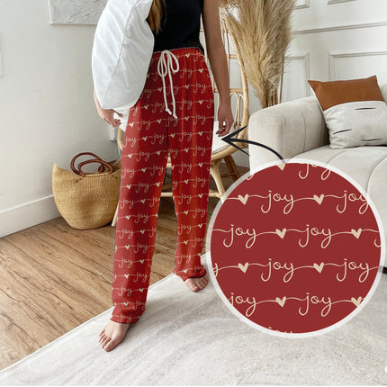 Personalized Pajama Pants: 'I LOVE YOU' Red & Green Winter Loungewear