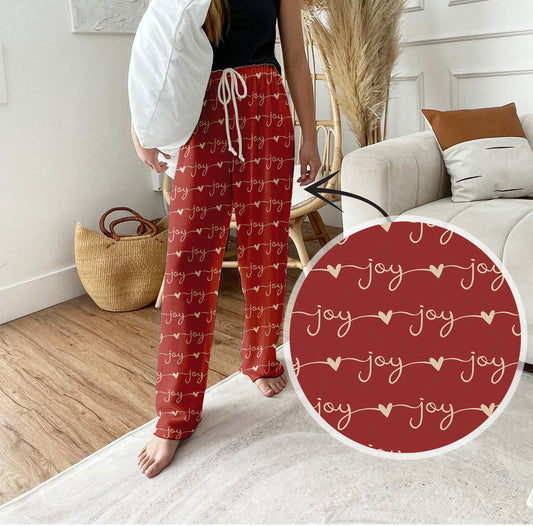 Personalized Pajama Pants: 'I LOVE YOU' Red & Green Winter Loungewear