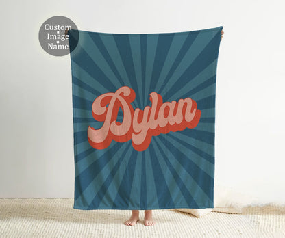 Personalized Groovy Font Blanket: Vintage Rustic Name Blanket