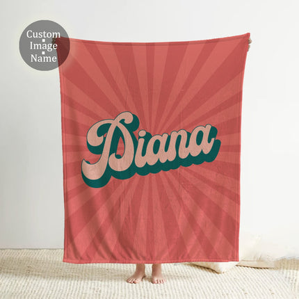 Personalized Groovy Font Blanket Custom Name Vintage Rustic Throw Gift Birthday Anniversary Cozy Keepsake