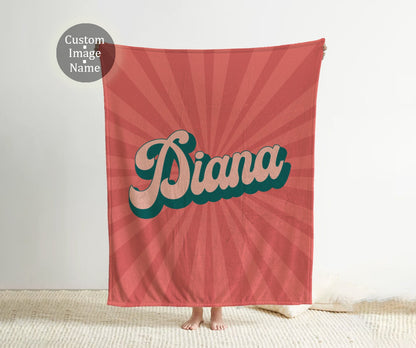 Personalized Groovy Font Blanket: Vintage Rustic Name Blanket