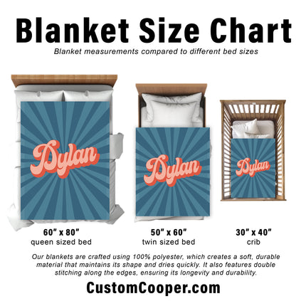 Personalized Groovy Font Blanket Custom Name Vintage Rustic Throw Gift Birthday Anniversary Cozy Keepsake