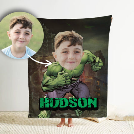Personalized Kids Superhero Blanket: Custom Face Blanket