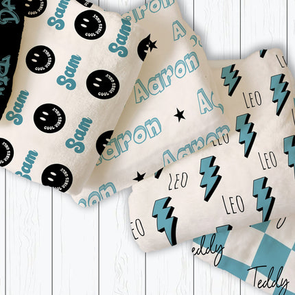 Personalized Kids Blanket: Plush Minky or Sherpa, Graffiti Name Design