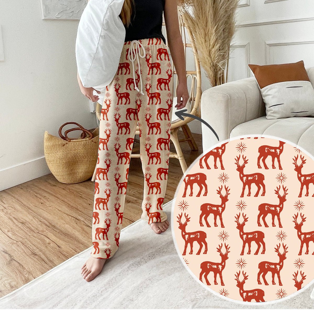 Personalized Christmas Tree Design Pajama Pants, Custom Name Family Pajamas