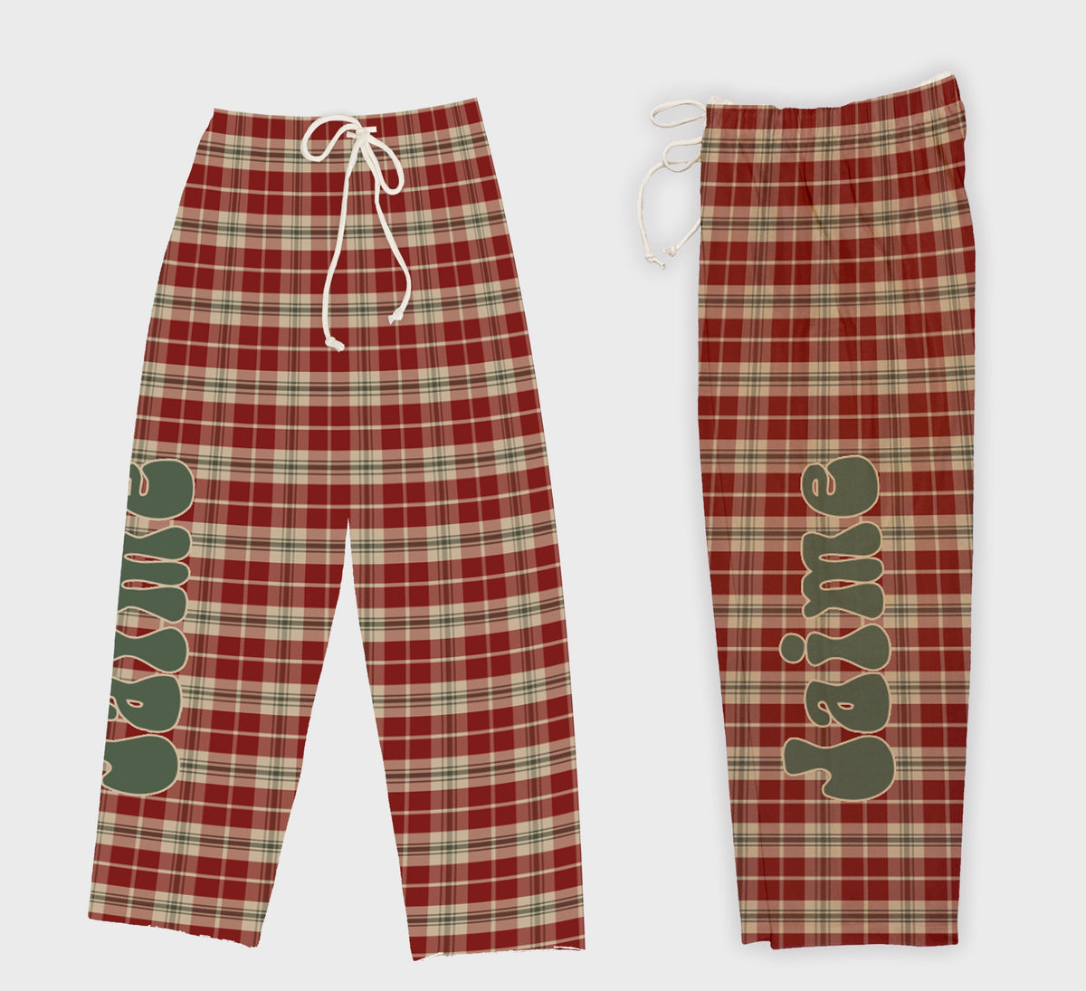 Personalized Christmas Tree Design Pajama Pants, Custom Name Family Pajamas