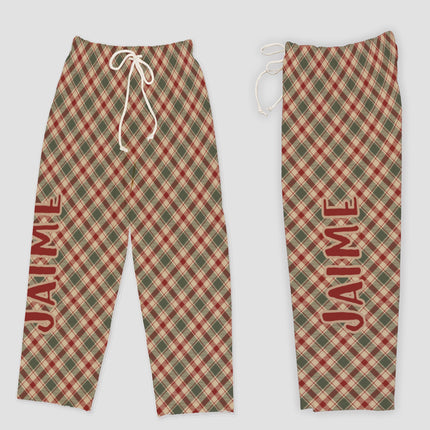 Personalized Christmas Tree Design Pajama Pants, Custom Name Family Pajamas
