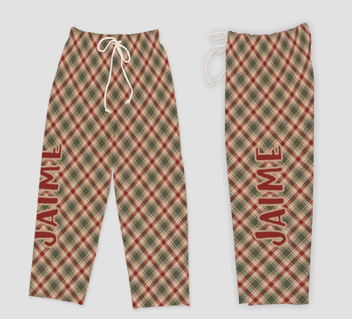 Personalized Christmas Tree Design Pajama Pants, Custom Name Family Pajamas