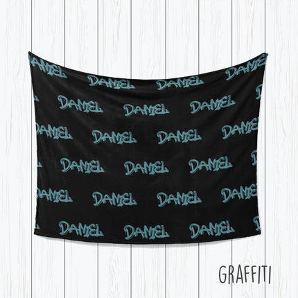 Personalized Kids Blanket: Plush Minky or Sherpa, Graffiti Name Design