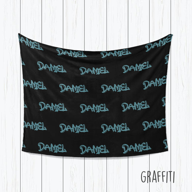 Personalized Kids Blanket: Plush Minky or Sherpa, Graffiti Name Design